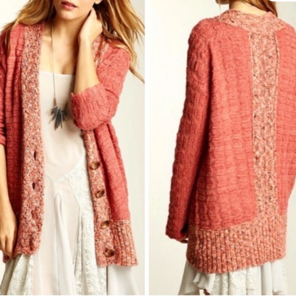 Free People Pink Bumpy Road Cardigan S